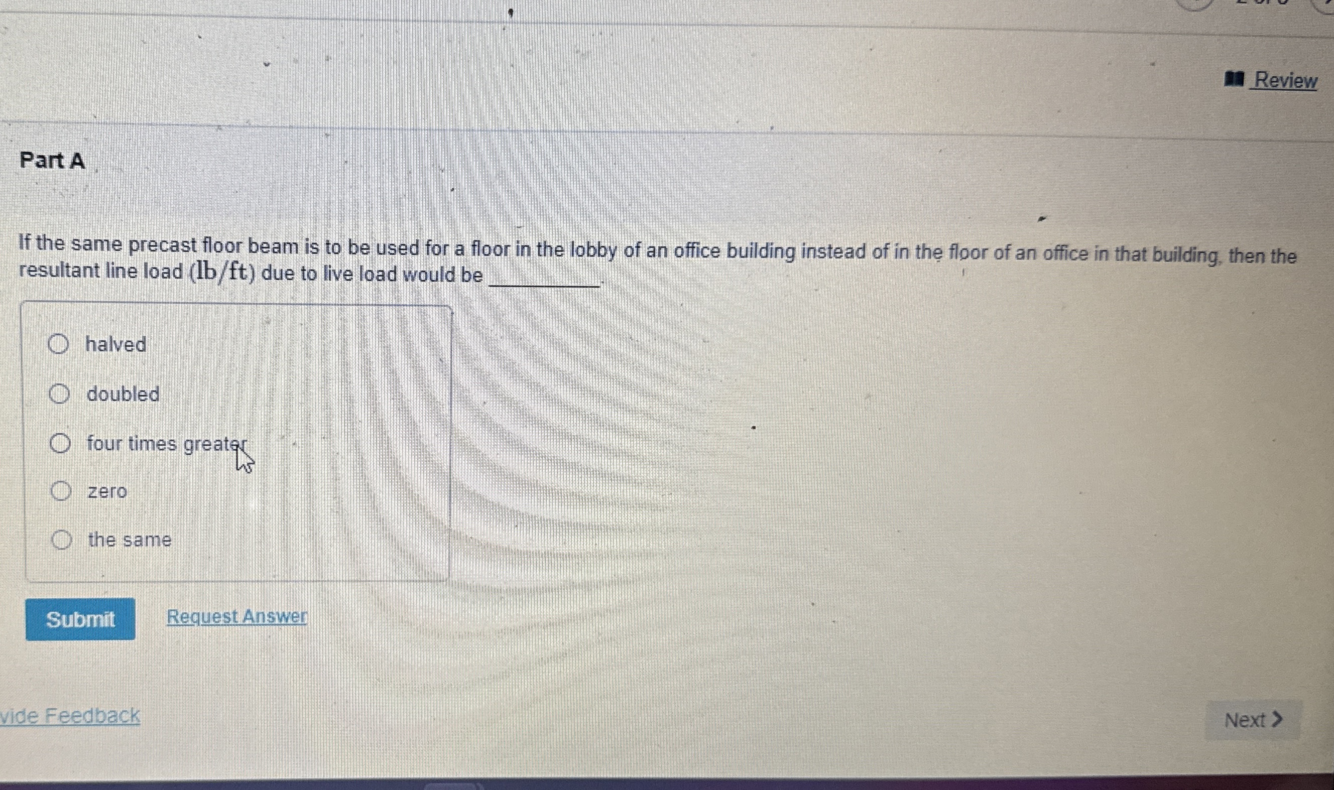 Part A If the same precast floor beam is to be