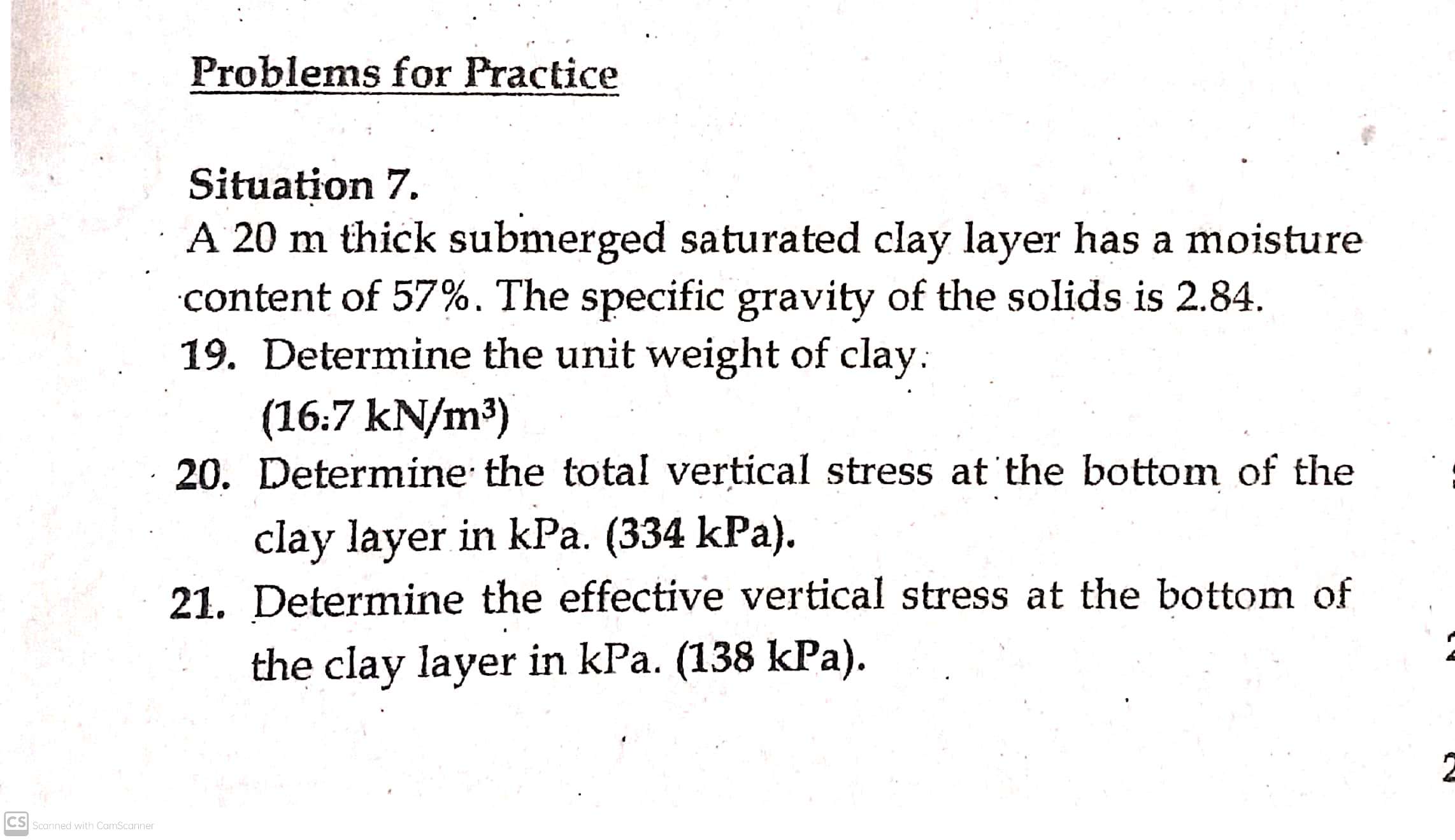 Problems for Practice Situation 7 . A 2 0 m thick