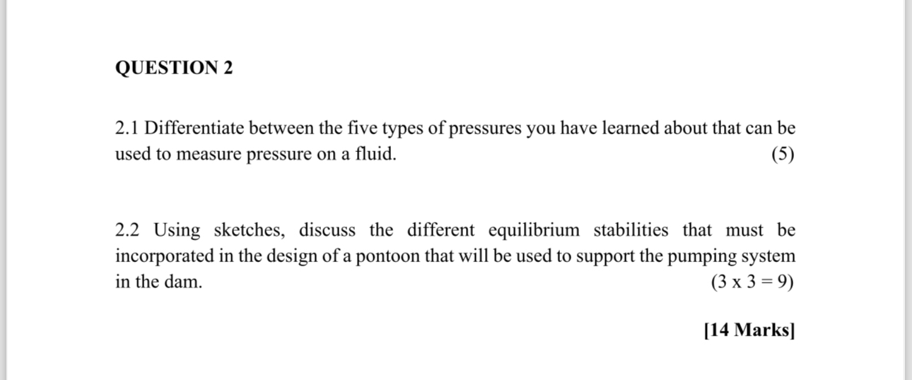 QUESTION 2 2 . 1 Differentiate between the five