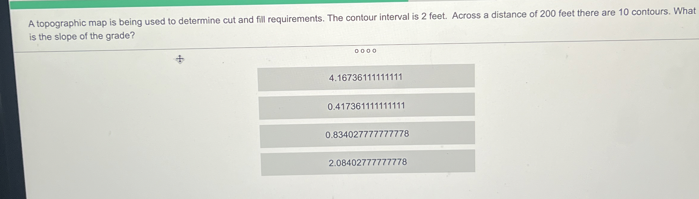 A topographic map is being used to determine cut