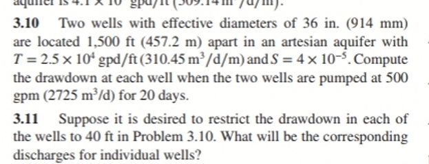 3 . 1 0 Two wells with effective diameters of 3 6