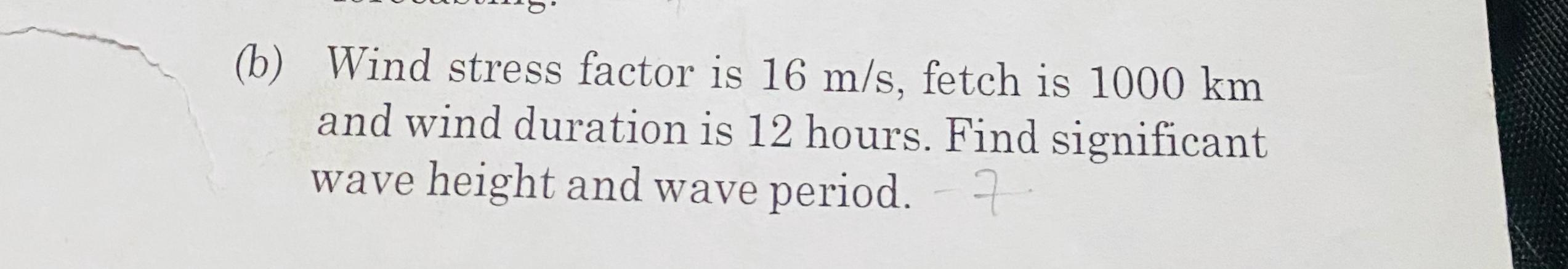 ( b ) Wind stress factor is 1 6 m s , fetch is 1