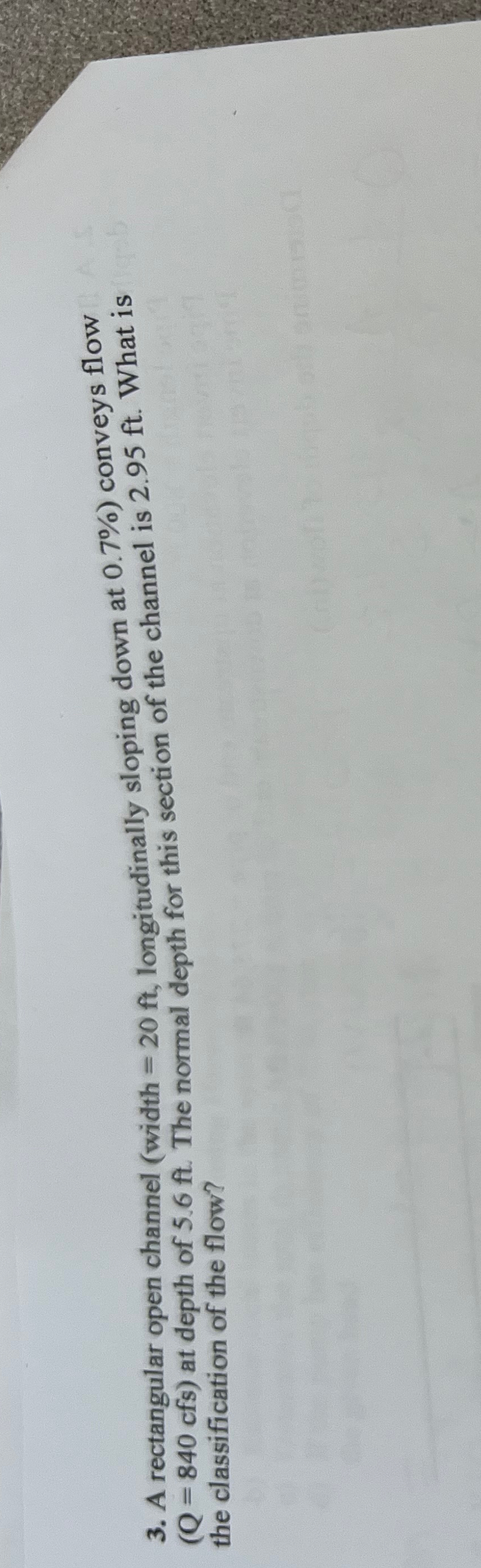 A rectangular open channel ( width = 2 0 f t ,