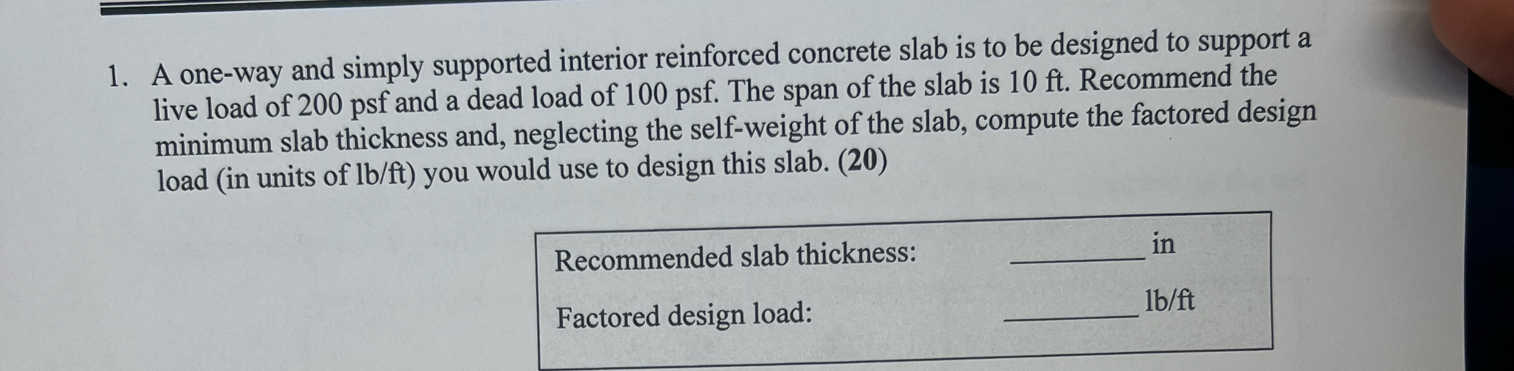 A one - way and simply supported interior