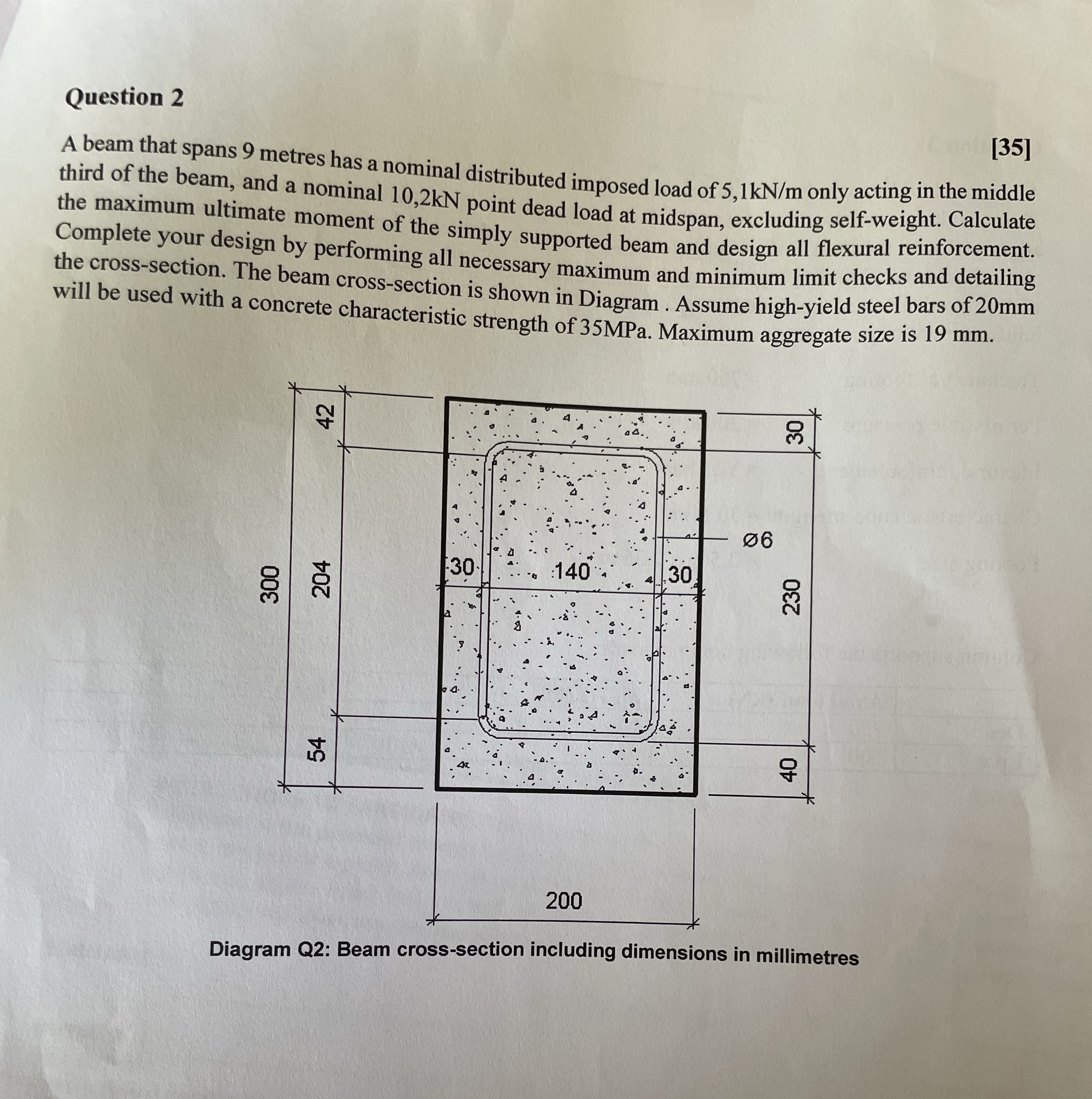 Question 2 A beam that spans 9 metres has a