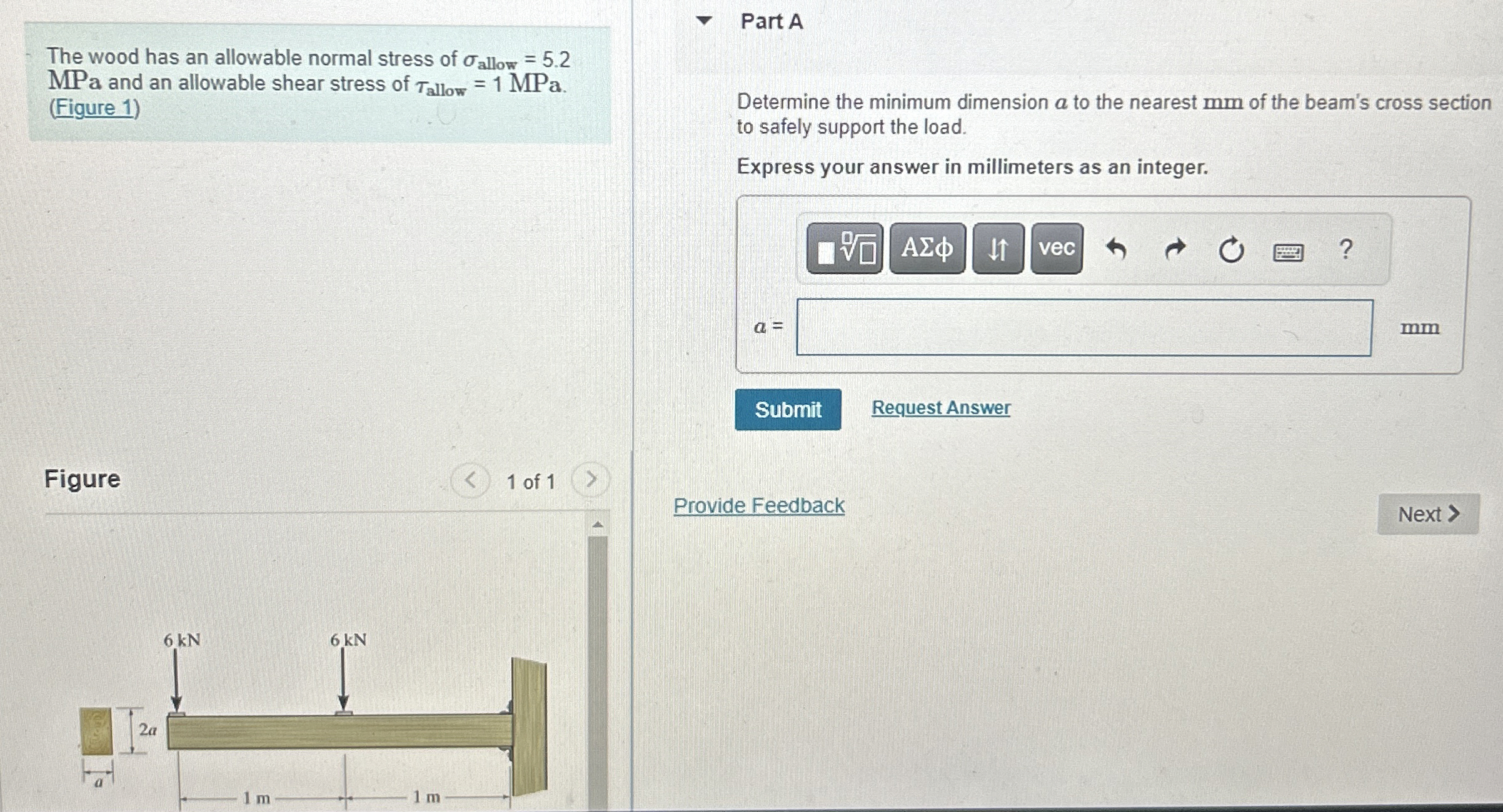 The wood has an allowable normal stress of a l l