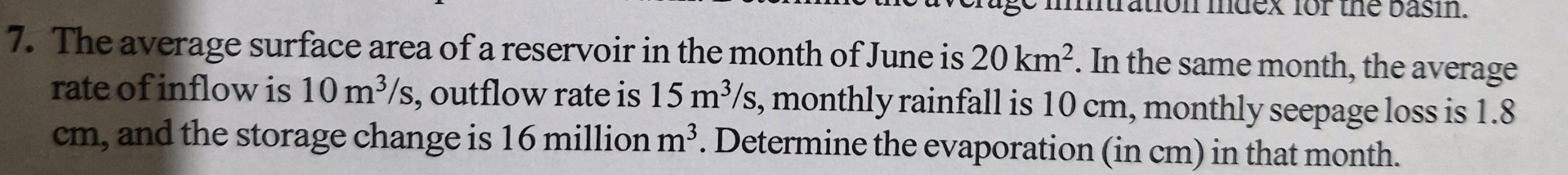 The average surface area of a reservoir in the