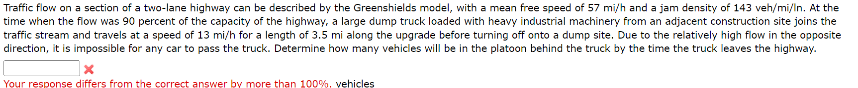 Traffic flow on a section of a two - lane highway
