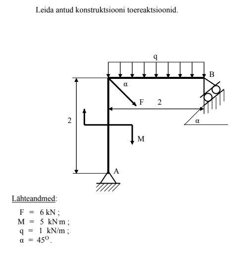 Find the support reactions of the construction.