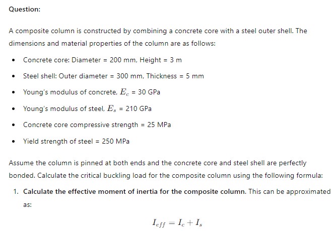Question: A composite column is constructed by