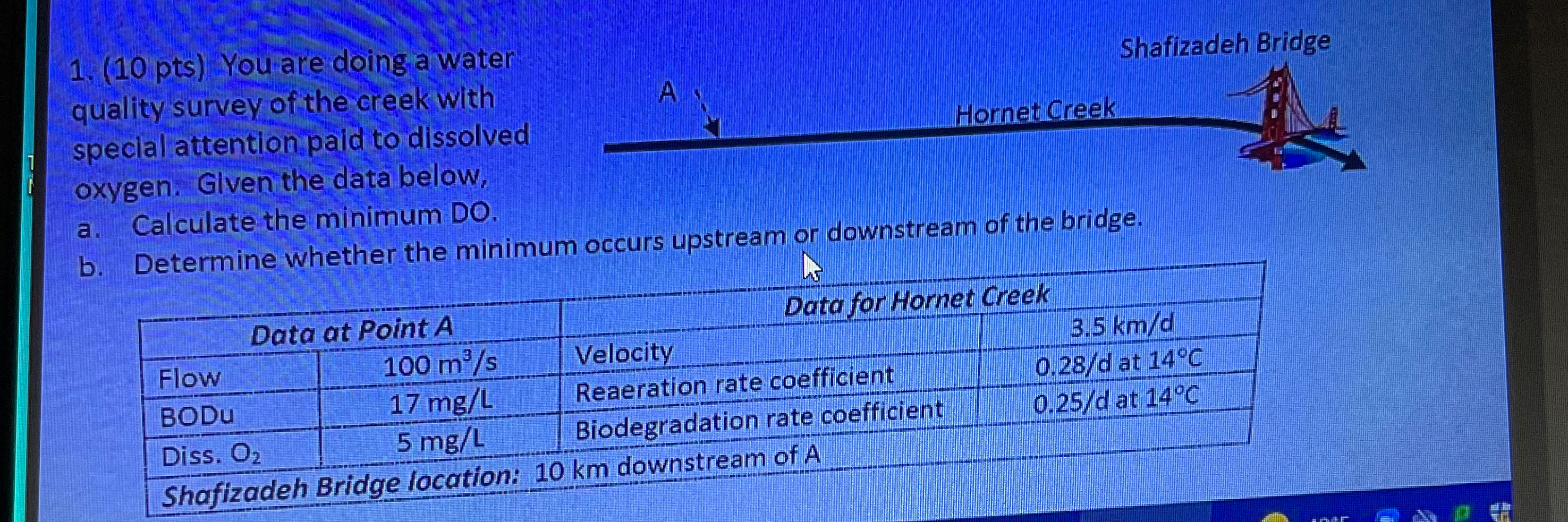 ( 1 0 pts ) You are doing a water quality survey