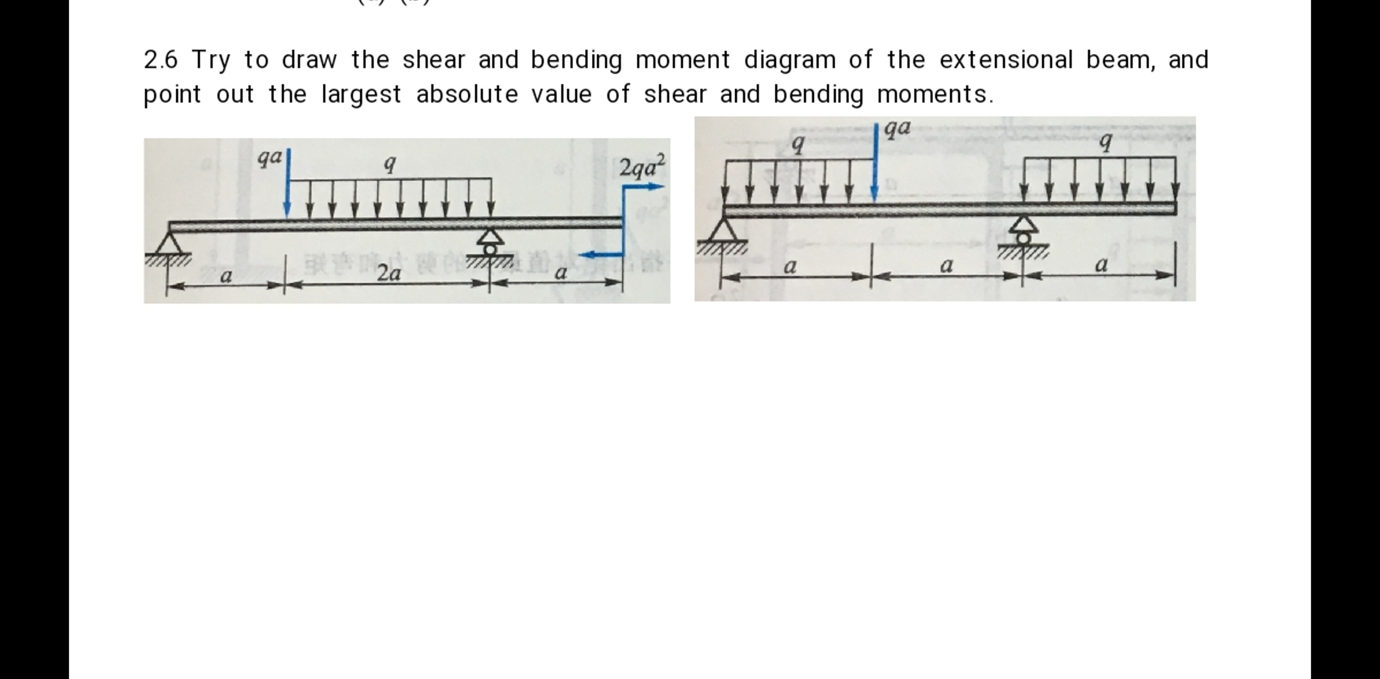 2 . 6 Try to draw the shear and bending moment