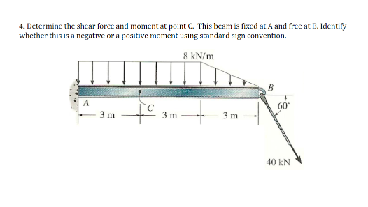 Determine the shear force and moment at point C .