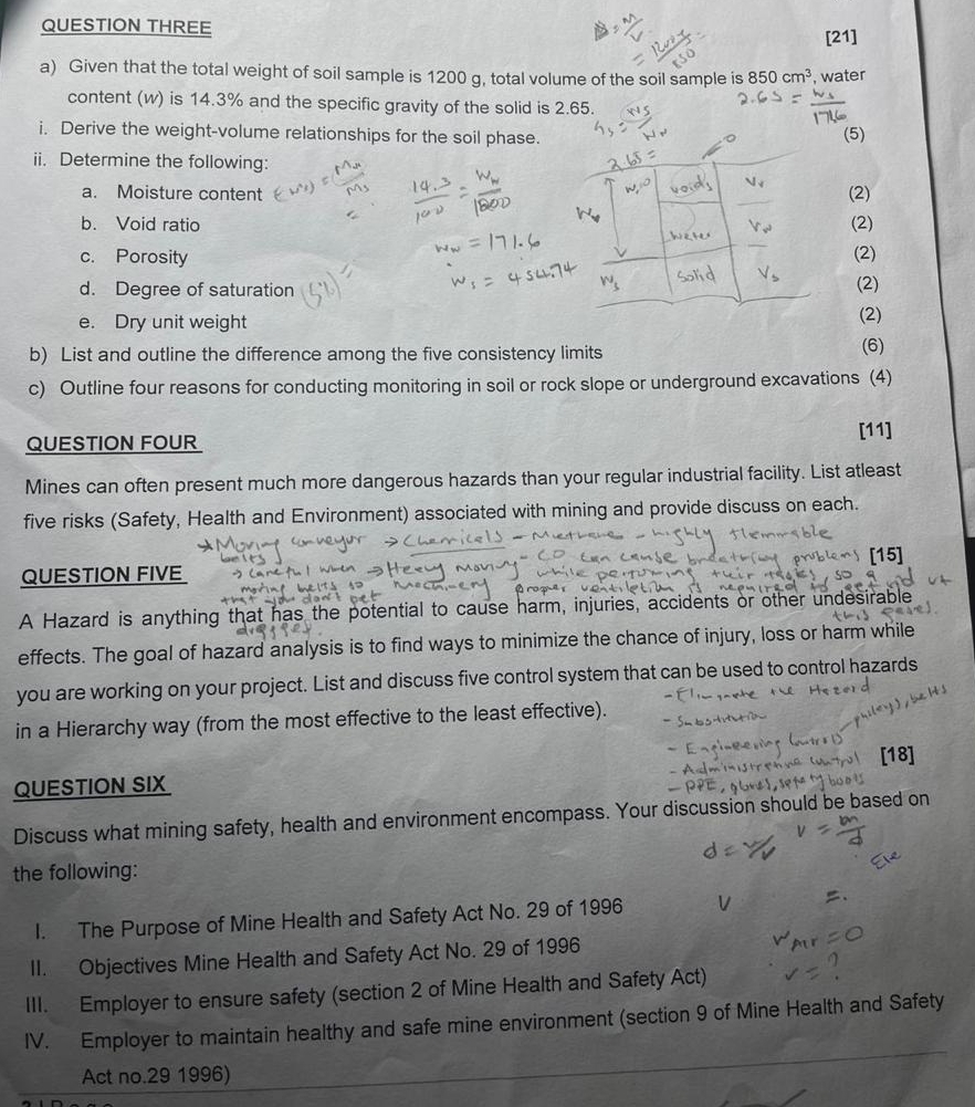 QUESTION THREE [ 2 1 ] a ) Given that the total