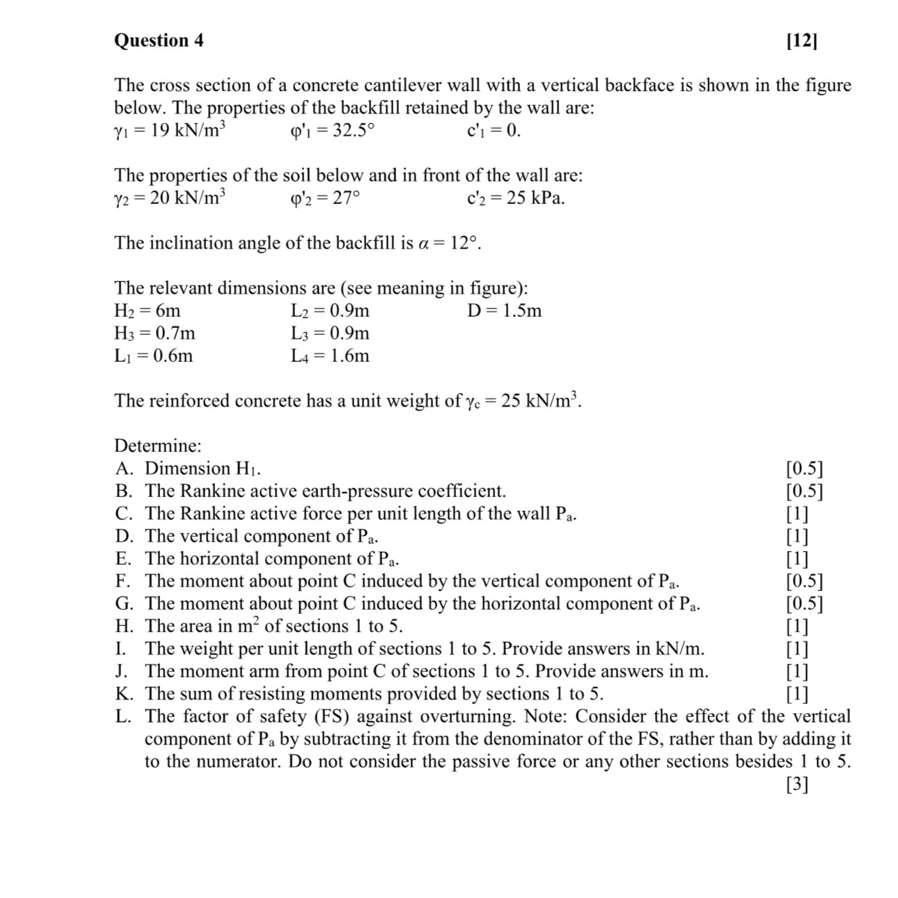 Question 4 1 2 The cross section of a concrete