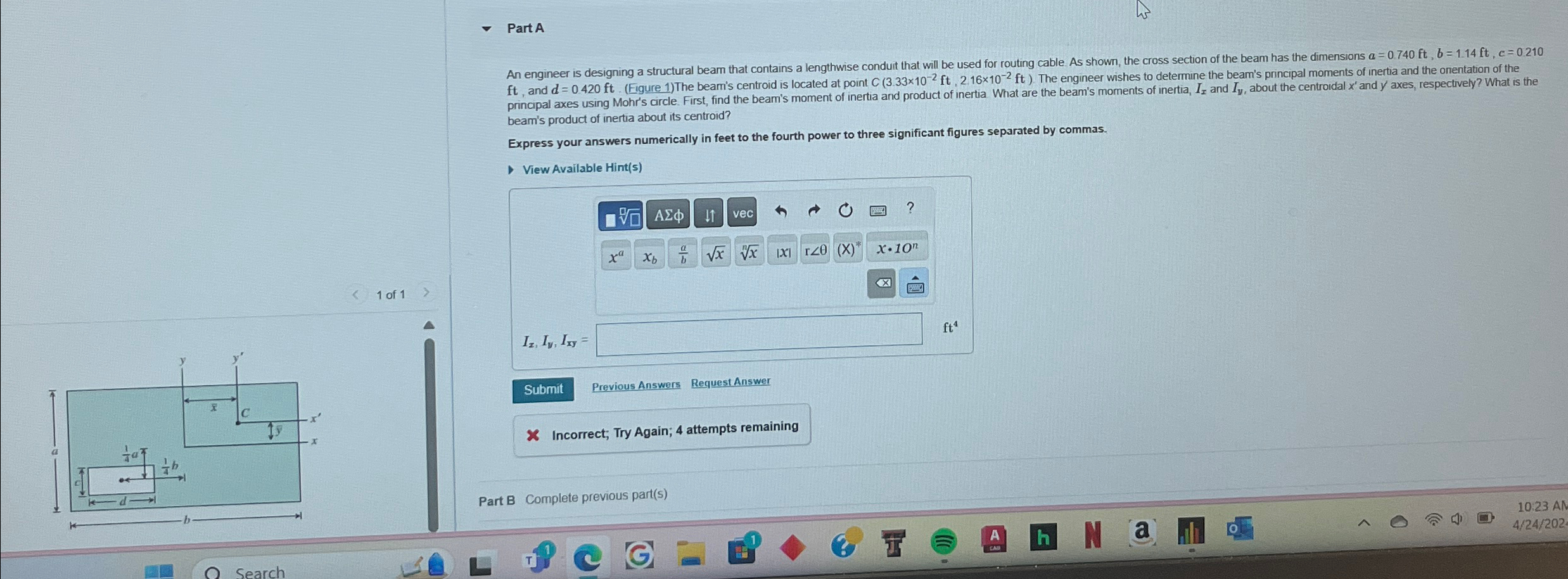 Part A An engineer is designing a structural beam