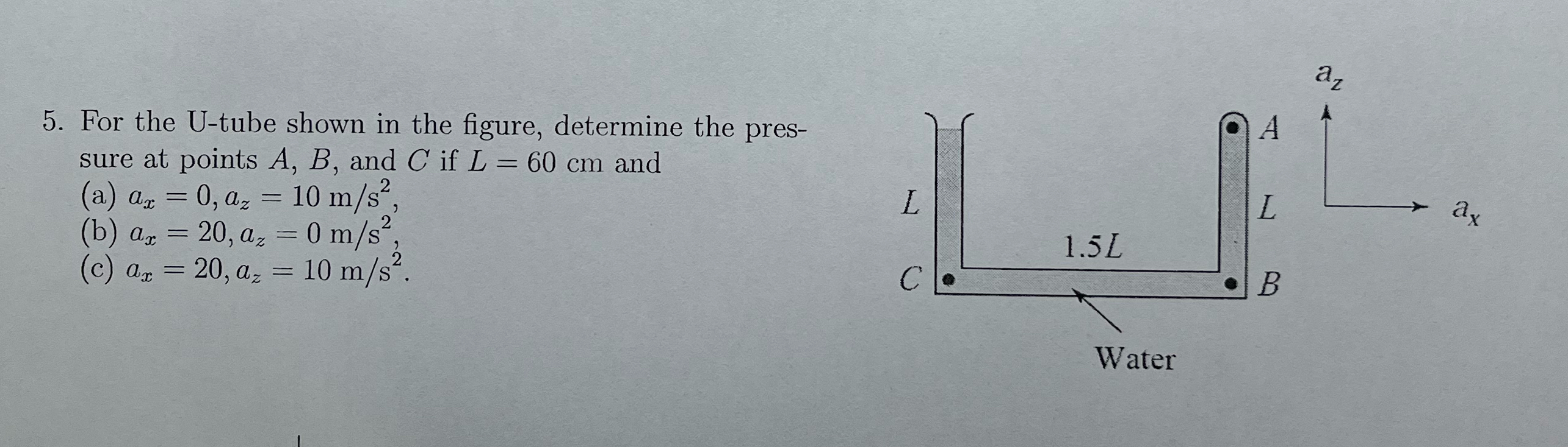 For the U - tube shown in the figure, determine