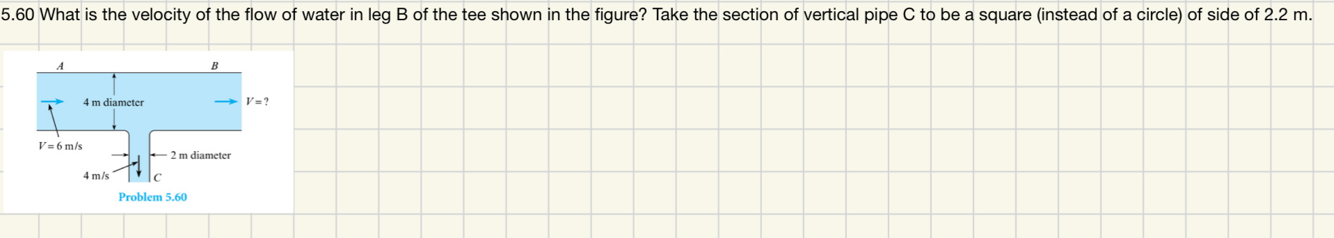 5 . 6 0 What is the velocity of the flow of water