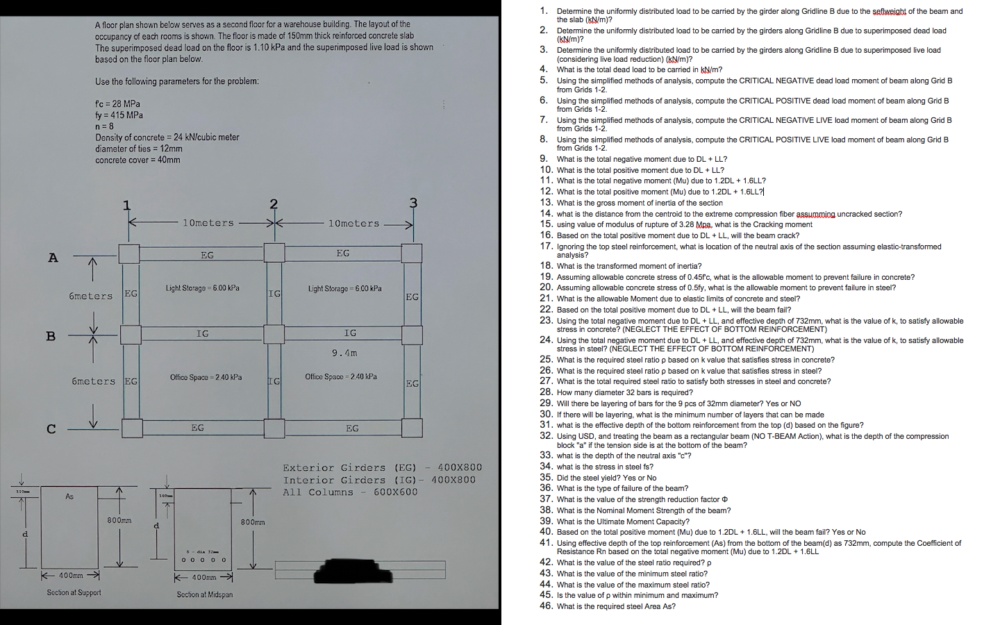 Determine the uniformly distributed load to be