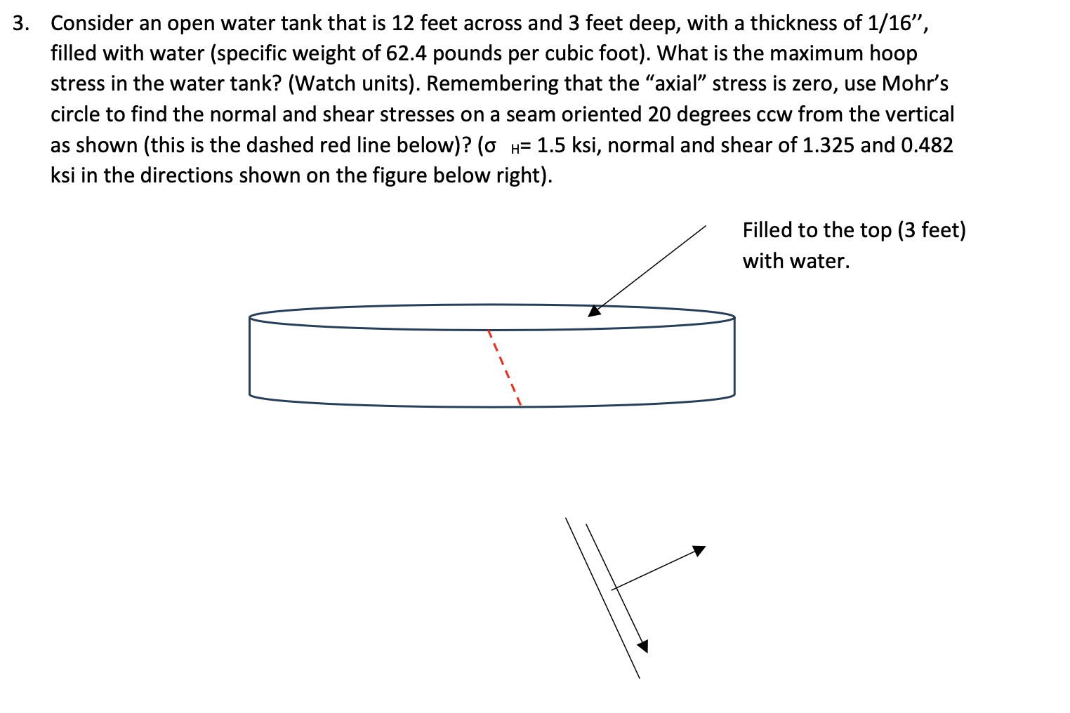 Consider an open water tank that is 1 2 feet