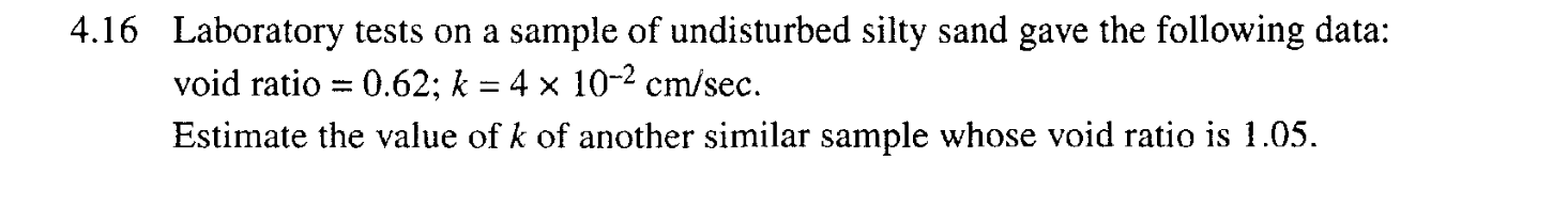 4 . 1 6 Laboratory tests on a sample of