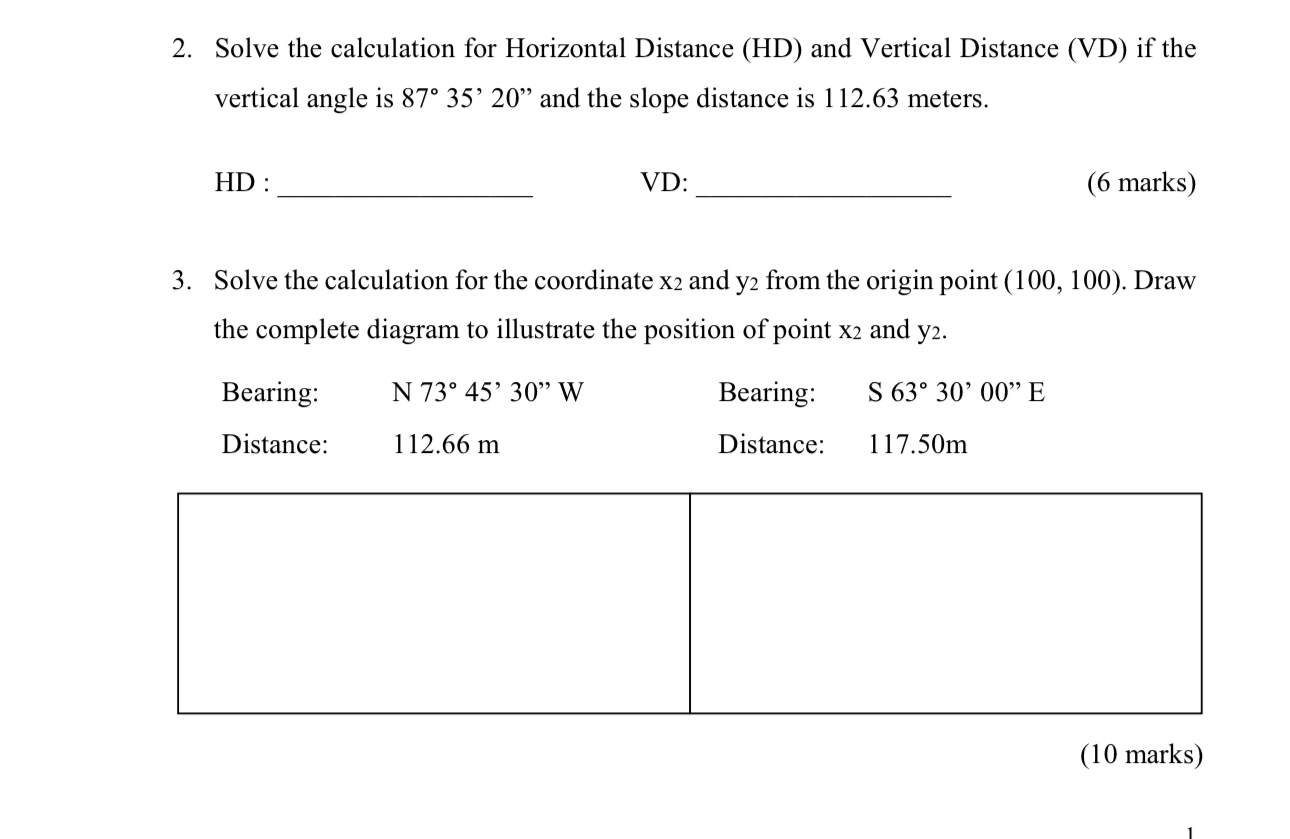 Solve the calculation for Horizontal Distance (