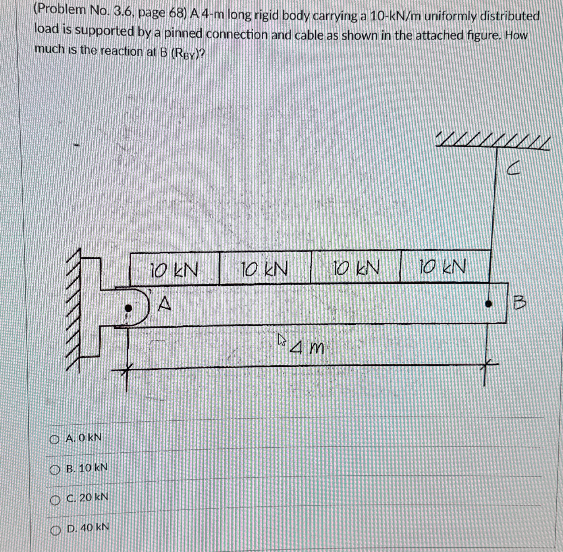 ( Problem No . 3 . 6 , page 6 8 ) A 4 - m long