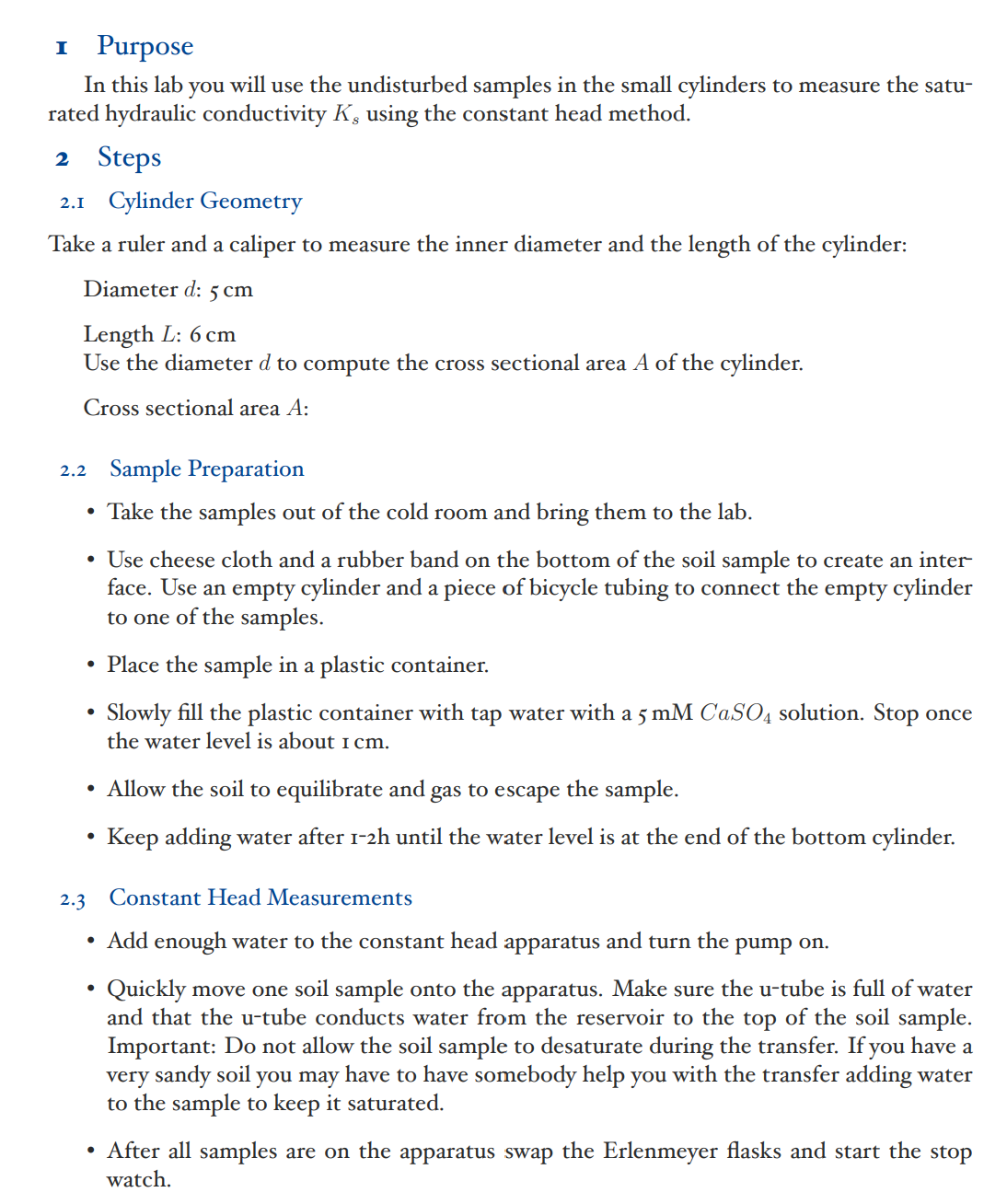 2 . 4 K s - Calculation We use Darcy's law to