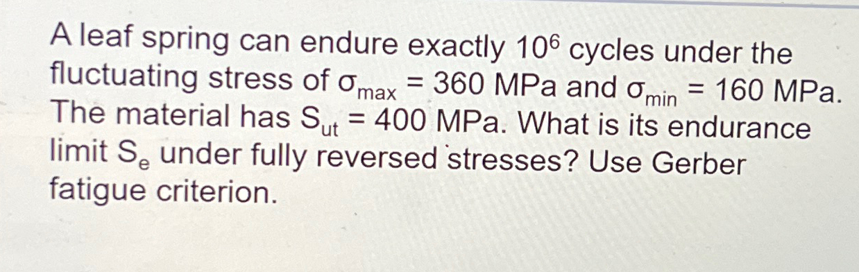 A leaf spring can endure exactly 1 0 6 cycles