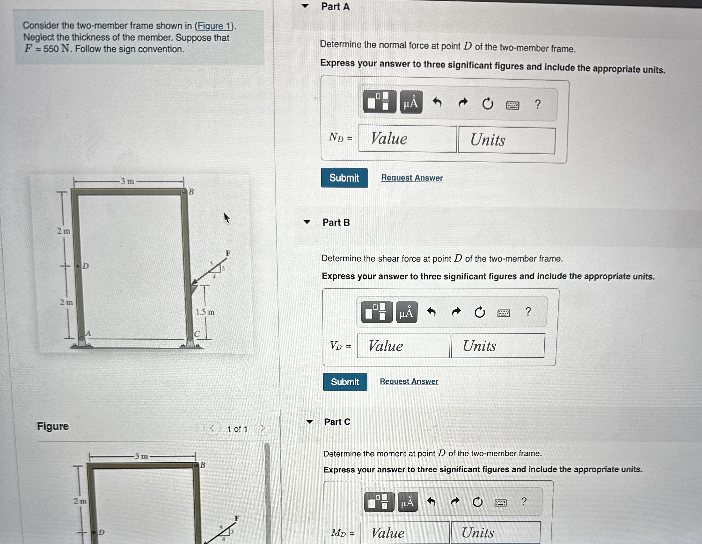Part A Consider the two - member frame shown in (