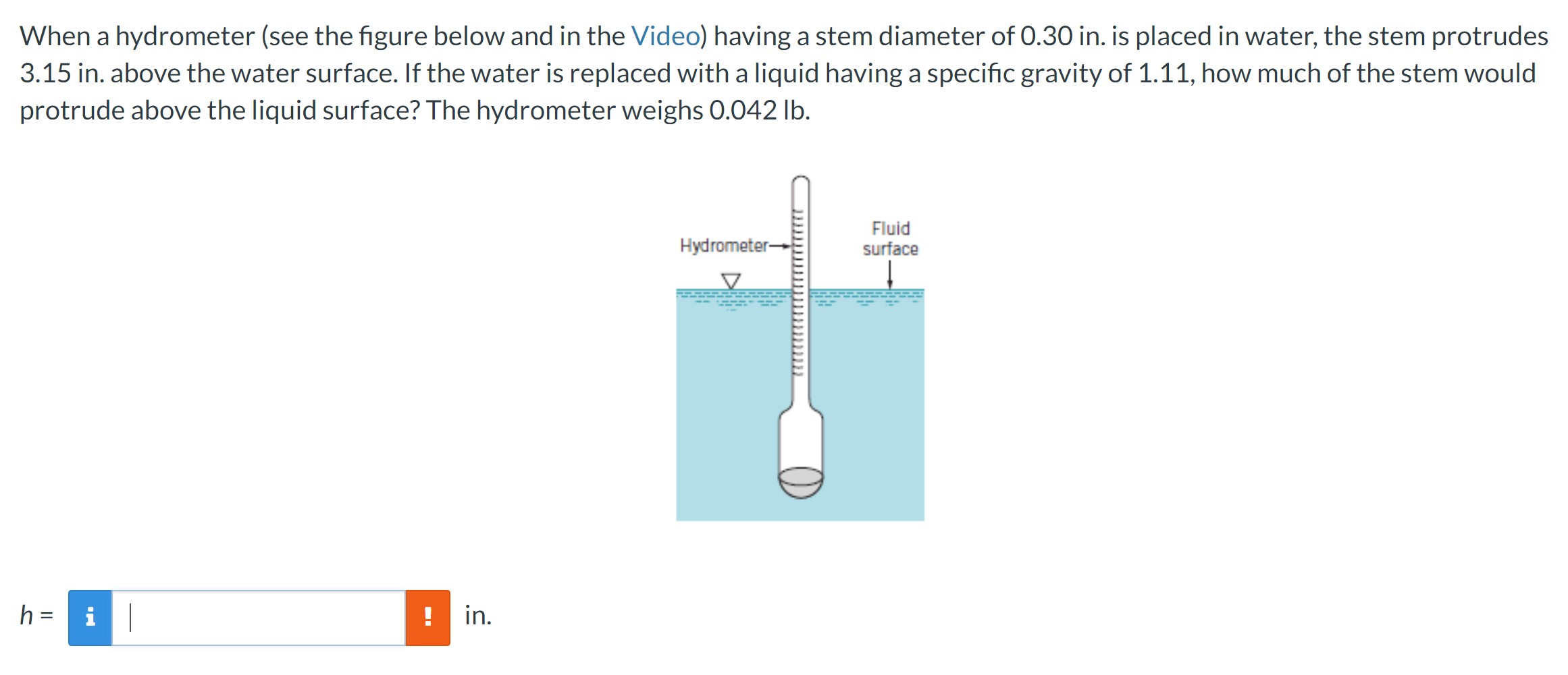 When a hydrometer ( see the figure below and in
