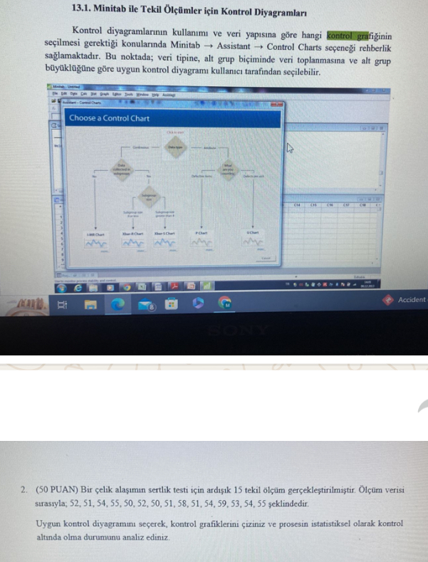 1 3 . 1 . Minitab ile Tekil l mler i in Kontrol