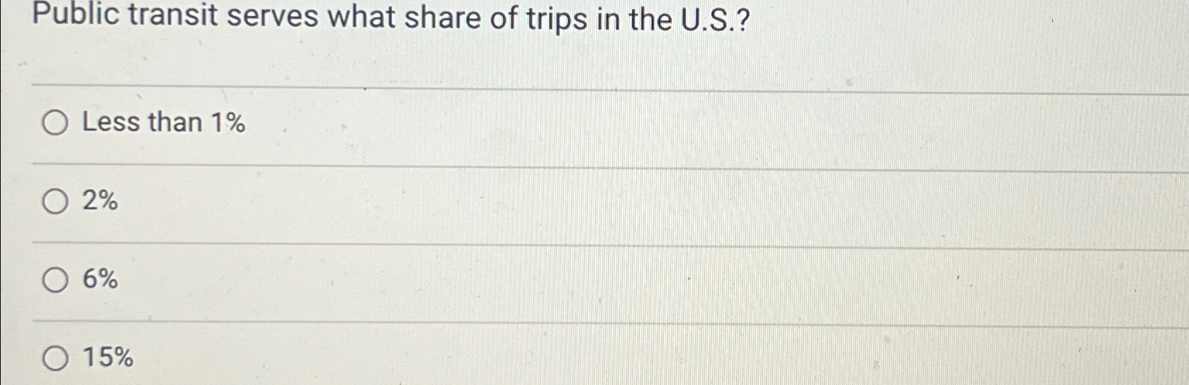 Public transit serves what share of trips in the