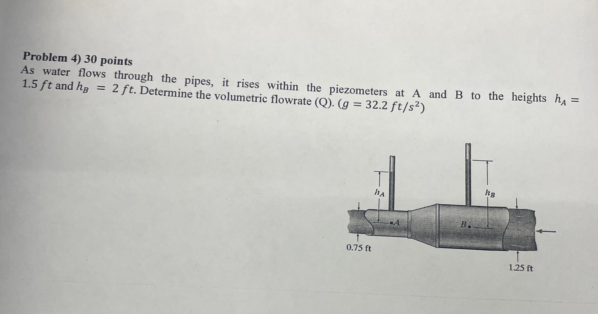 Problem 4 ) 3 0 points As water flows through the