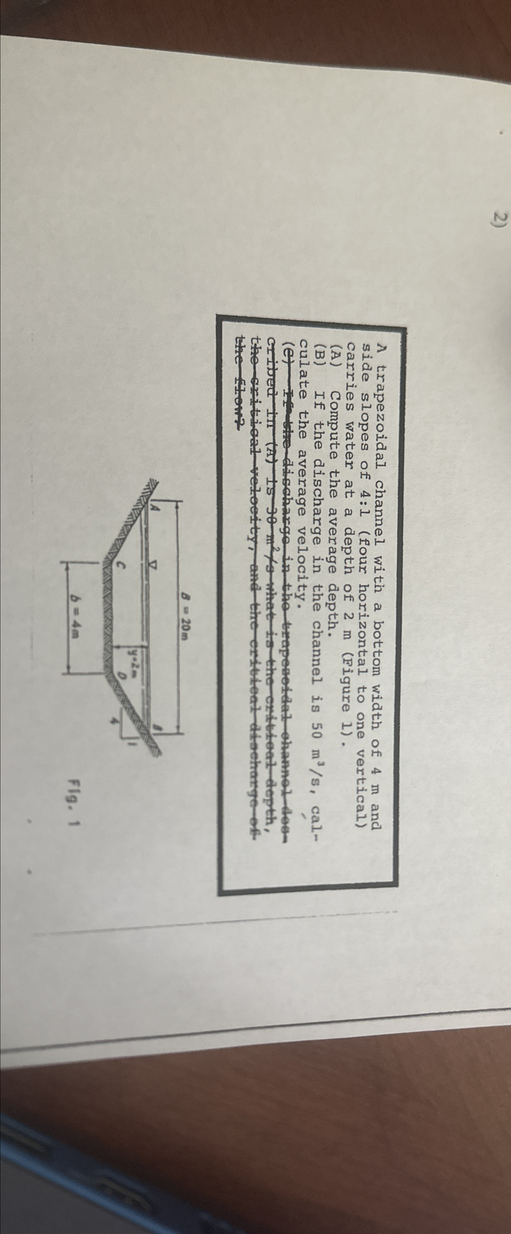 A trapezoidal channel with a bottom width of 4 m
