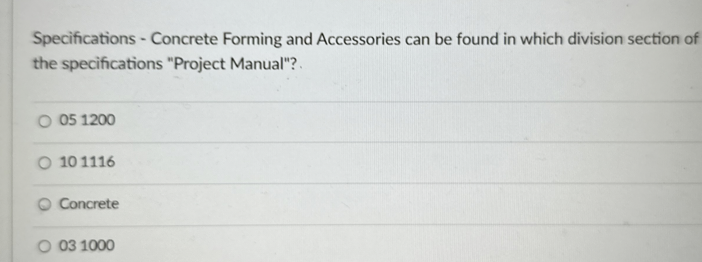 Specifications - Concrete Forming and Accessories