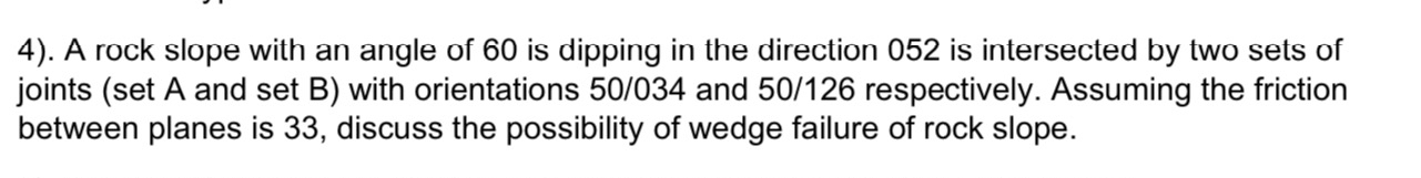 . A rock slope with an angle of 6 0 is dipping in