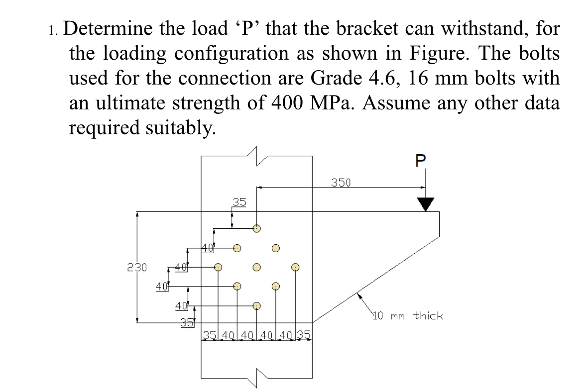Determine the load ' P ' that the bracket can
