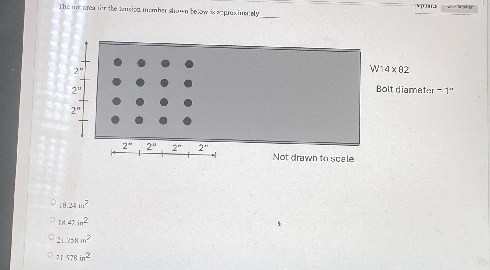 The net area for the tension member shown below