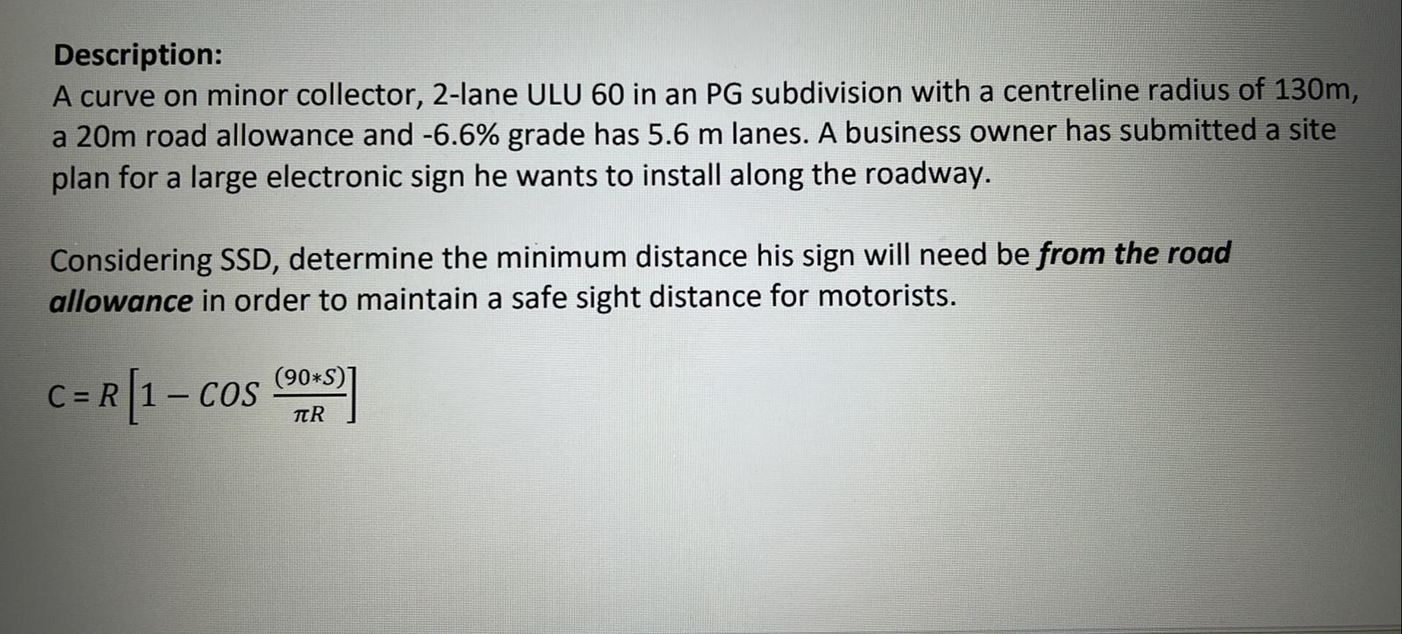 Description: A curve on minor collector, 2 - lane