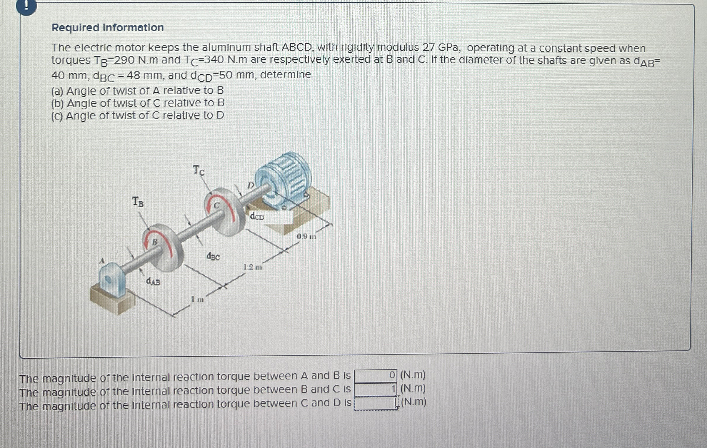 Required Information The electric motor keeps the