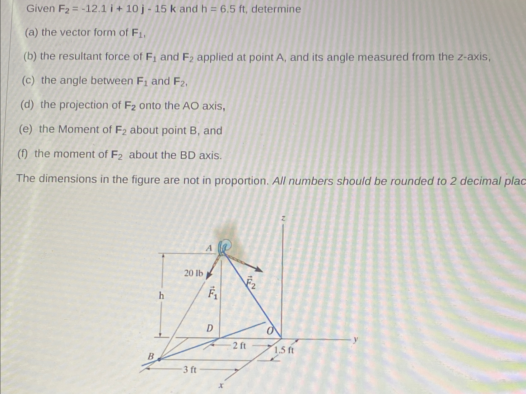 Given F 2 = - 1 2 . 1 i + 1 0 j - 1 5 k and h = 6