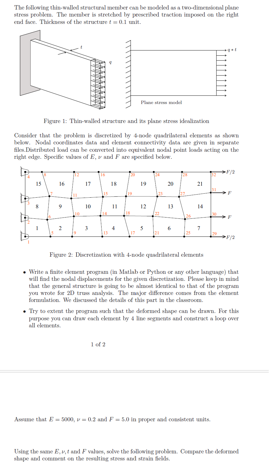 Figure 1 : Thin - walled structure and its plane