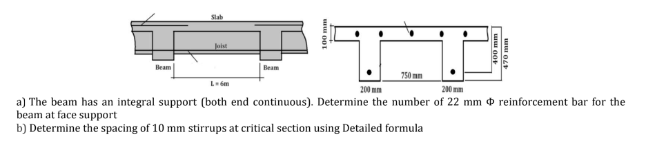 For the T - beam shown in figure, f c = 2 8 MPa,