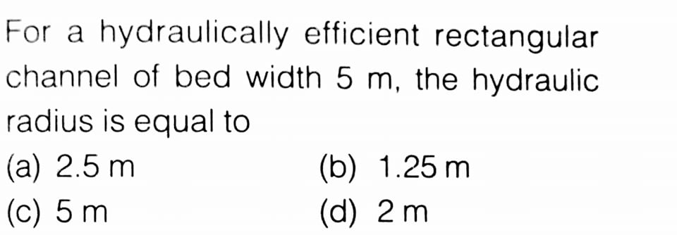 For a hydraulically efficient rectangular channel
