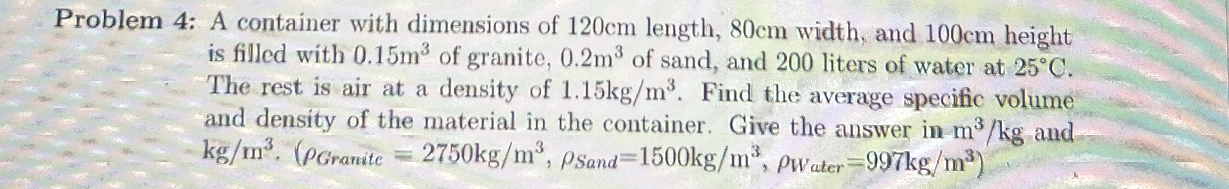 Problem 4 : A container with dimensions of 1 2 0