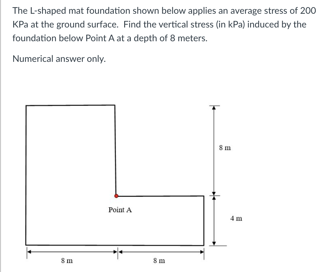 The L - shaped mat foundation shown below applies