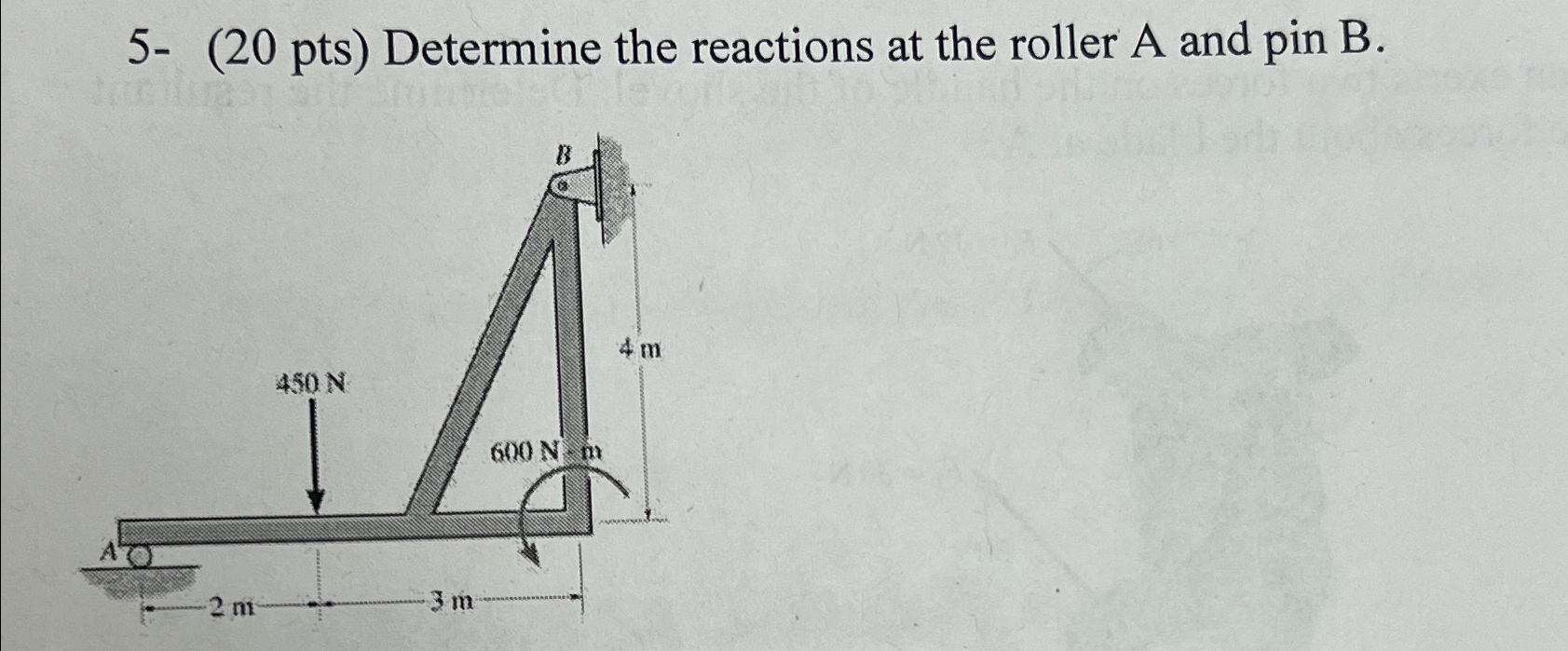 5 - ( 2 0 pts ) Determine the reactions at the