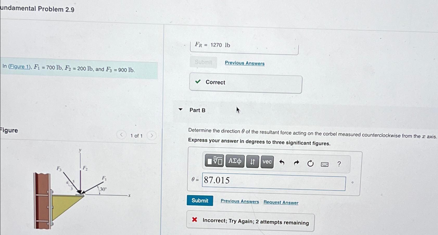 undamental Problem 2 . 9 F R = 1 2 7 0 l b In (