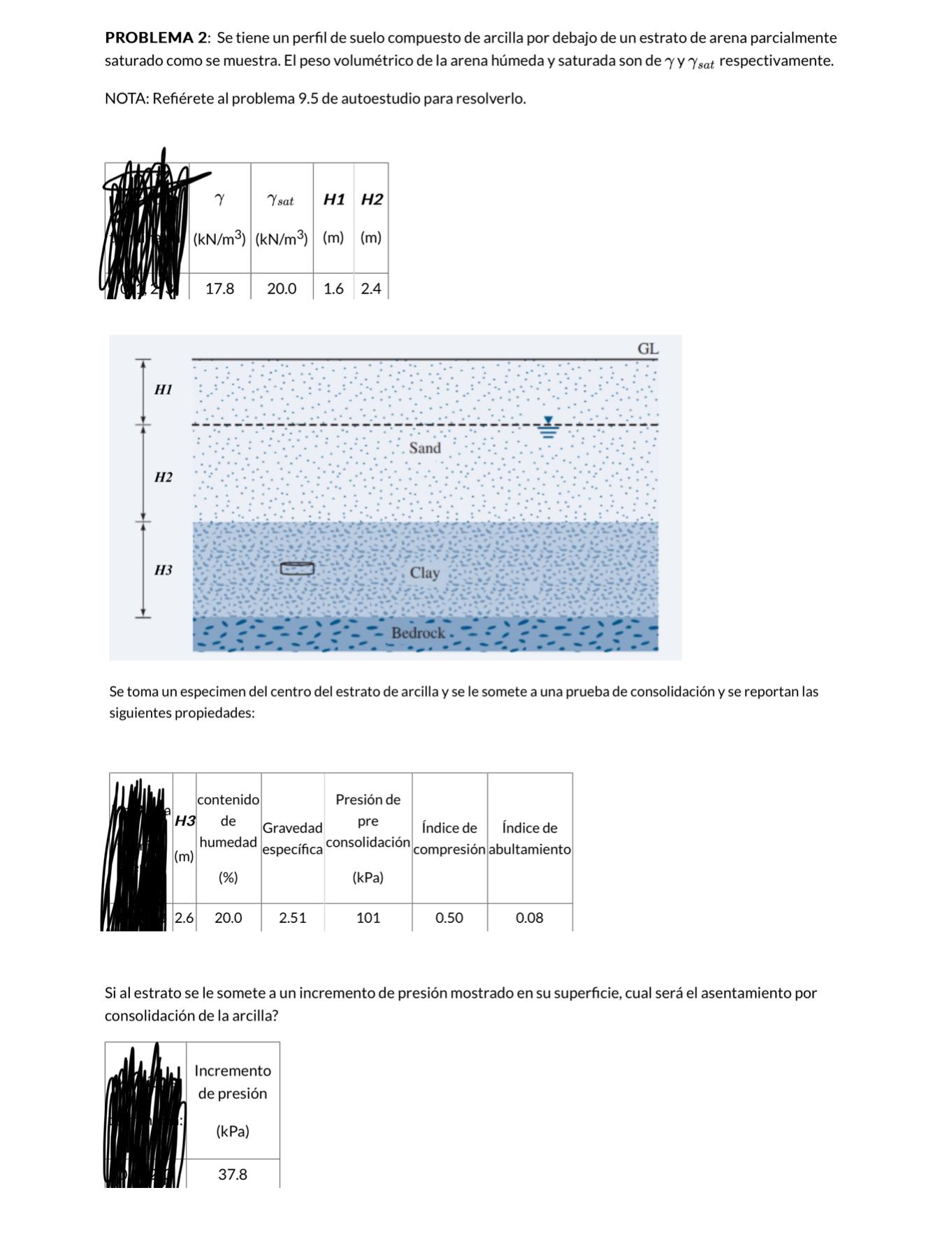 PROBLEMA 2 : Se tiene un perfil de suelo